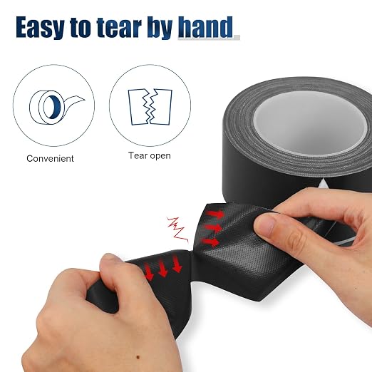 Black Duct Tape Heavy Duty, 1.88 Inch x 35 Yard Waterproof Strong Adhesive Duct Tape for Indoor Outdoor Repairs Tear by Hand, 1 Roll