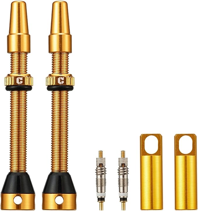 Corki Cycles Tubeless Presta Valve Stem 40 44 55 60 80 100mm with 2PCS Valve Core and 2PCS Remover Tool (Black Red Gold Rainbow)