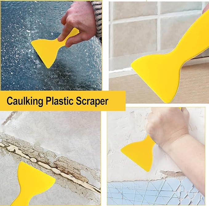 7pcs Caulking Tool Kit, Caulk Finishing Tool, Stainless Steel Inner and Outer Corner Caulking Tools, Putty Knife Scraper, for Kitchen Bathroom Window