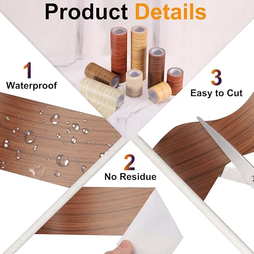 PATIKIL Wood Grain Tape 2" x 32 ft, Self-Adhesive Wood Texture Repair Tape Realistic Wooden Effect Patch for Furniture Cabinets Floor Walls, Yellow Wood