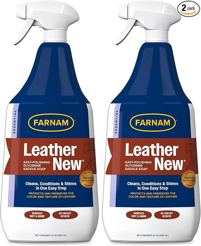 Farnam Leather New Easy-Polishing Glycerine Saddle Soap and Leather Saddle Cleaner, Protects and Preserves Leather, Cleans, Conditions and Polishes, 32 Oz. (Pack of 2)