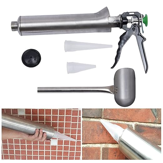 Grouting Dispenser, Caulking Tool Filler Applicator Sealing Device with Long 0.2'' Outlet Nozzles & Quick-Release Trigger for Floor Tile Joint Filling Wall Crack Repair Cement Seams