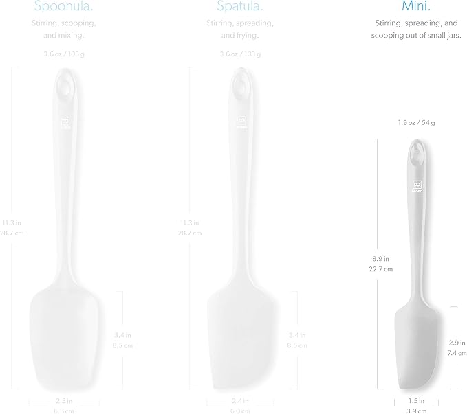 DI ORO Mini Spatula - Small Spatulas Silicone Heat-Resistant up to 600°F - Silicone Kitchen Scraper for Baking & Cooking BPA Free - Mixing Spatula Dishwasher Safe - Nonstick Cookware Safe (Stone)
