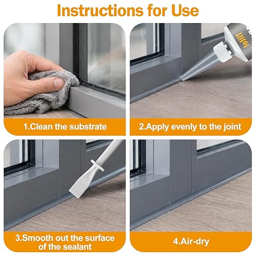 Grey Silicone Caulk Sealant - Caulk for Filling and Repairing Sinks, bathtubs, Shower Stalls, Toilet Bases, Tile Joints, and Door and Window Joints