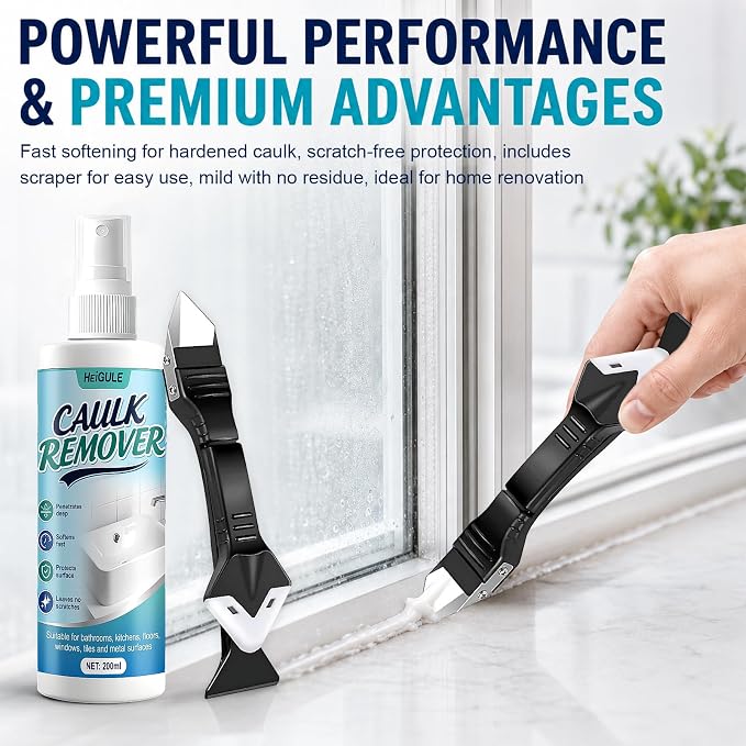 Caulk Remover, Softens Caulk Easily Rapid Decomposition Surface Safe, 6.7Oz | Suitable for Bathroom, Kitchen, Floor, Window and Other Surfaces, it Powerfully Penetrates and Quickly Removes Dirt and Grime
