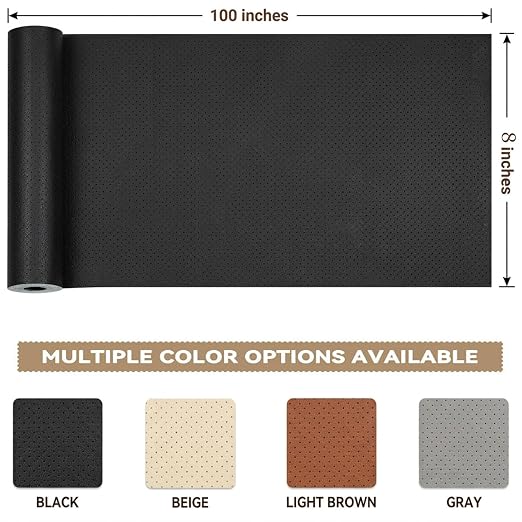 Qextce Perforated Leather Repair Patch Tape, Beige, 8x100 Inch | Breathable, Self-Adhesive, For Furniture, Couches, Car Seats, Office Chairs, Faux Leather & Vinyl Repair Kit