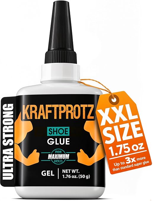 Shoe Glue Gel 1.76 oz XXL – for Sole Reattachment on Sneakers, Boots & Work Shoes – No-Drip, Waterproof CA Bond for Leather, Rubber & Vinyl – Cyanoacrylate