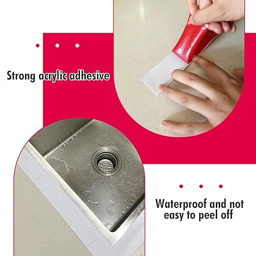 3 Rolls White Caulk Tape for Bathtub Self Adhesive, Peel and Stick Caulk Strip Waterproof, Toilet Base Sealer Strip, Toilet Sealant Tape