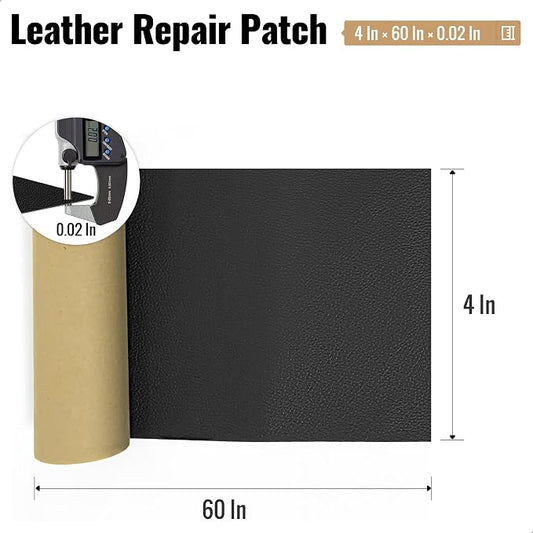 MOJOTORY Leather Repair Patch, Black, 4 x 60 Inches | Soft Touch Leather Repair Tape, Invisible Repair, Large Size, Vinyl Repair Patch for Furniture Couch Sofa Office Chair Seat