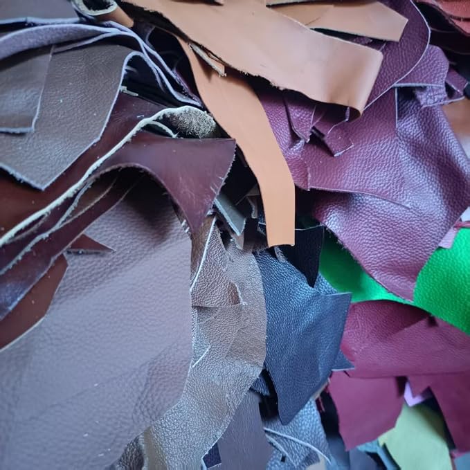 Leather Scraps, 0.8-1.4mm (2-3.5oz) Thick Genuine Cowhide Scraps, Leather Scrap for Tools/Crafts/DIY, Mixed Colors,Leather for Crafting (Thin,1000 Grams)