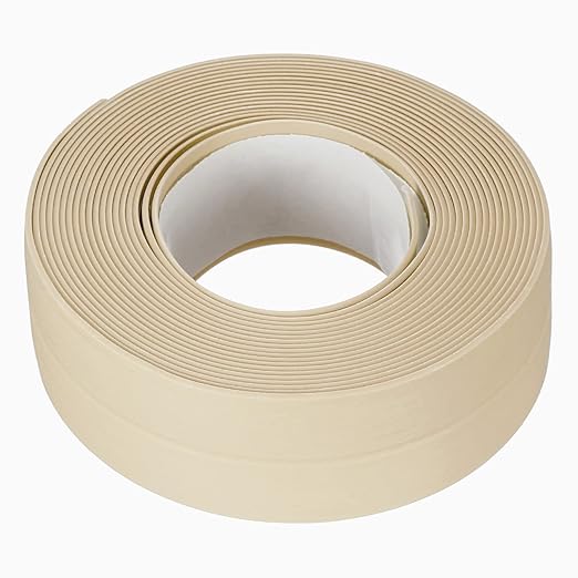 uxcell Waterproof Seal Caulk Strip Tape Self Adhesive 0.87" W x 10.5'L PVC Sealing Tape for Kitchen Bathroom Beige