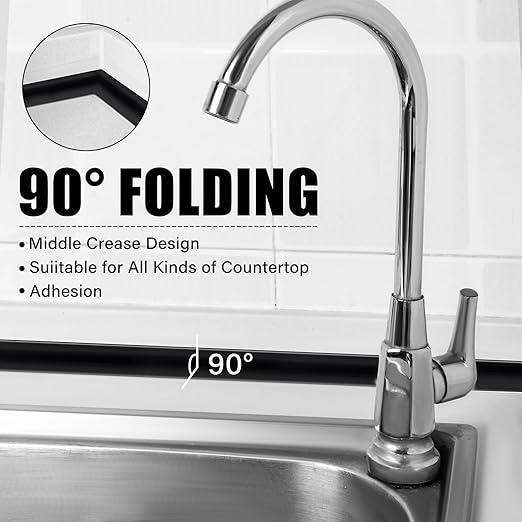 Frienda Black Caulk Tape 10.5' x 1.5'' Waterproof Self Adhesive Caulk Strip Bathtub Sealant Tape Sealing Strip Oil Proof Bathroom Sealant for Kitchen Floor Wall Edge Protector(PE)