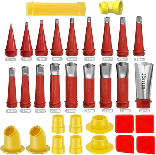 32PCS Caulk Finisher Kit Stainless Steel Caulk Gun Tips Reusable Caulking Nozzle Coating with Connector Replacement Rubber Nozzle Caulking Tool Kit