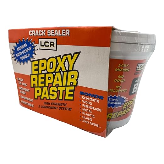 Polygem LCR Crack Sealer and Paste for Concrete Wall Leak Repair - High Strength 2 Component System Works on Concrete, Wood, Fiberglass, Metal, Plastic, Glass, and More