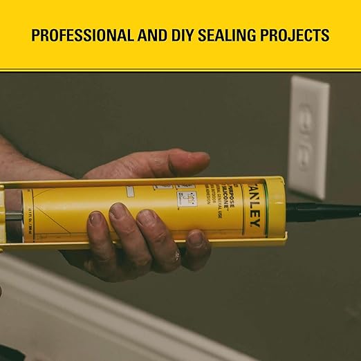 Stanley S421 All-Purpose RTV Silicone Sealant (1 x 10.1 fl.oz.) – 100% Waterproof Black Caulk | Industrial-Grade Silicone for Kitchen, Bathroom, Shower, Window, Door, Indoor & Outdoor Use | 1 Pack