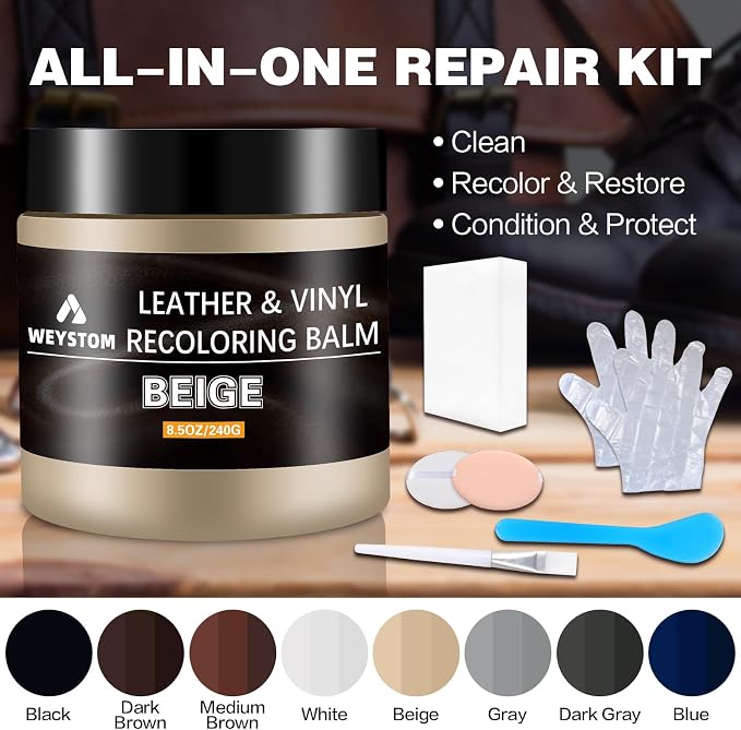 Leather Recoloring Balm, Color Restorer Conditioner, Leather Dye for Furniture, Couch Paint and Repair, Scratch Remover, Leather Color for Couches, Leather Repair Kits