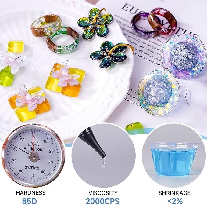 LET'S RESIN UV Resin, 300g Low Viscosity Crystal Clear Hard Type Resin Kit, Quick-Curing & Low Shrinkage Ultraviolet Epoxy Resin for Crafts, Casting, Silicone Molds