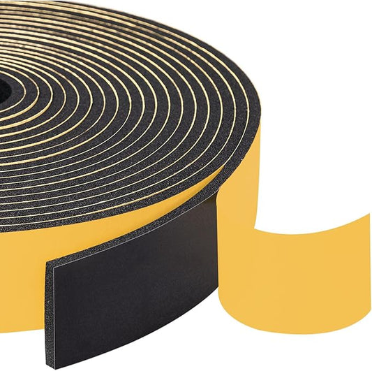 Yotache Weather Stripping 1" W X 1/8" T (New Adhesive Craft), Neoprene Foam Weatherstrip Tape for Automotive, 26 Ft Length