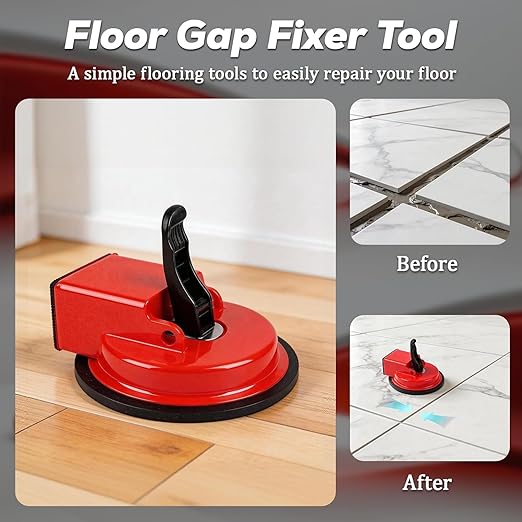 Floor Gap Fixer Tool, Heavy Duty Laminate Floor Suction Cup Repair Tool, for Laminate, Wood, Tile, Vinyl Floor Gap Repair Tool - Durable, Compact, & Efficient Flooring Tools (Red) (Yellow)