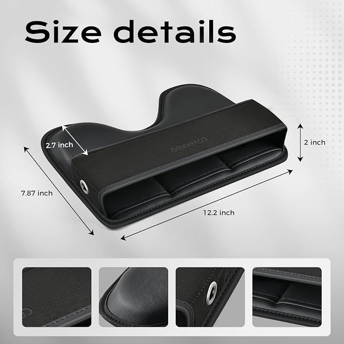 Coverado Universal Car Seat Gap Filler Organizer, Premium Suede Leather Car Seat Side Gap Filler, Seat Gap Storage Box for SUV Truck, Car Interior Accessories, Black-1pc