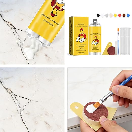Quick-Drying Tile Repair Glue, Multifunctional Tile Stone Crack Repair Kit, Tile Repair kit for Ceramic Porcelain Floor Wall Tile Repair (2)