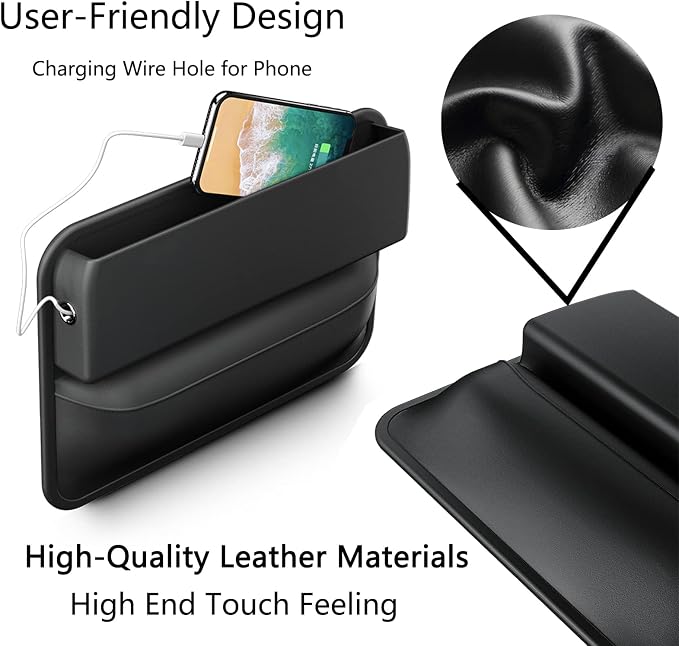 Car Seat Gap Filler Organizer,Premium PU Leather Storage Box No Slip Pad Compatible with Phone Key Wallet Phone Sunglasses Pockets Seat Catcher Holders Console Side Organizers Driver Side