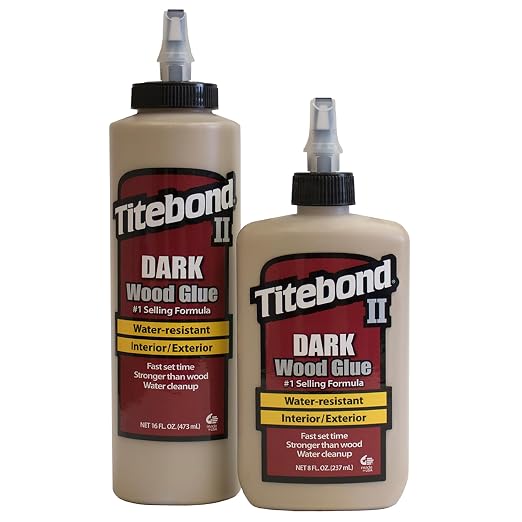Titebond 3703 Cross-Linking Polyvinyl Acetate Dark Wood Glue, 8 Oz, Bottle, Light, Liquid, 8 Ounce, Brown (Pack of 2)