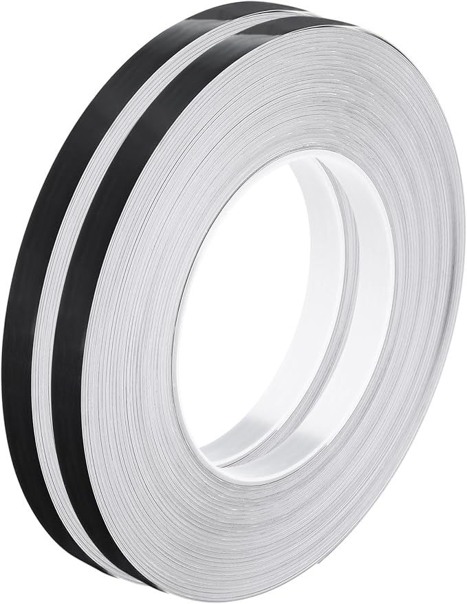 HARFINGTON 2Pcs Floor Tiles Black Foil Lines Metallic Mirror Tape 0.39" x164 Ft Self Adhesive Decor Floor Wall Seam Sticker Waterproof Gap Sealing Tape for Kitchen Bathroom Cabinet