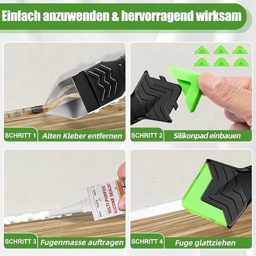 10oz Waterproof Silicone Caulk Set-White Silicone Sealant & 5 in 1 Caulk Tool, Caulk Remover Tool & Caulk Finishing Tool, Silicone Caulking Tool Kit for Kitchen, Bathroom, Sink, Toilet