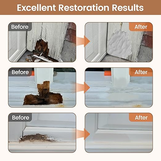 Boncart Epoxy Wood Putty, High Strength Filler Putty, Stainable 2-Part Epoxy Filler, 21.16 oz Structural Wood Repair Kit, Wooden Furniture Repair Kit for Damages (White)