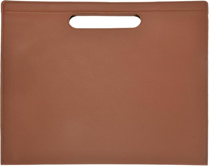 PATIKIL Leather Folder, 13.3x12.6 Magnetic Leather Document Holder File Folder PU Pouch Bag Portfolio File Organizer Handbag Personal Envelope Waterproof for Traveling Men Gift, Brown