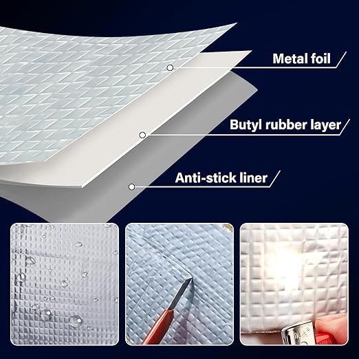 Butyl Tape Waterproof Sealing Tape 2Inch x 34Feet, Aluminum Foil Tape, Butyl Sealant Tape for Pipe Sealing, RV Repair, Window, EDPM Roof Leak Patching, Boat and Pipe Sealing