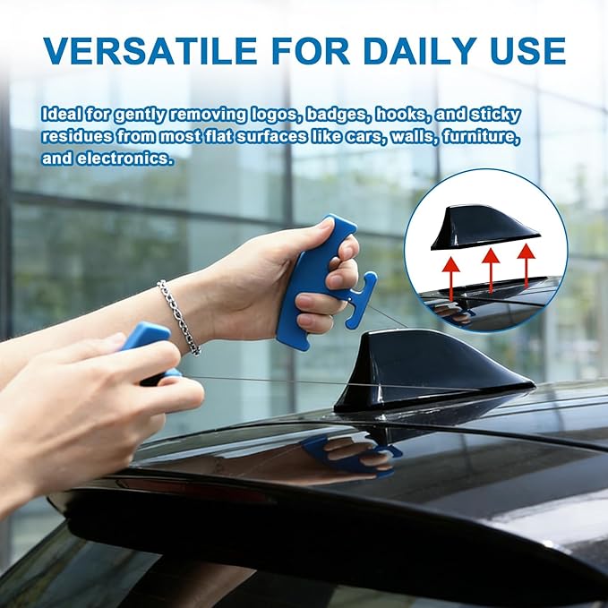PSLER Blue Car Emblem Removal Tool, Plate Line Badge Remover - 1 Pair Kit with 5M High-Strength PE Cable for Vehicle Decal, Vinyl Wrap and Window Tint Installation