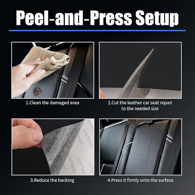 4"x63" Leather Repair Tape Kit,Self Adhesive Leather Repair Patch Kit for Scratches Holes Cracks Repairs,Cuttable Cars Leathers Seat Tear Repairs Kits Cars Interior Accessories