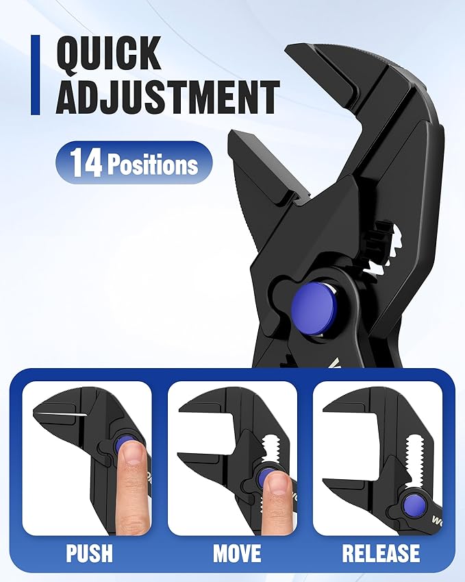 WORKPRO Mini Pliers Wrench, 4-Inch Smooth Jaw Pliers, High-Toughness Alloy Steel Adjustable Wrench Pliers with Smooth Parallel Jaws, Anti-Rust Coating, EDC Pliers for Tight Spaces & Versatile Use