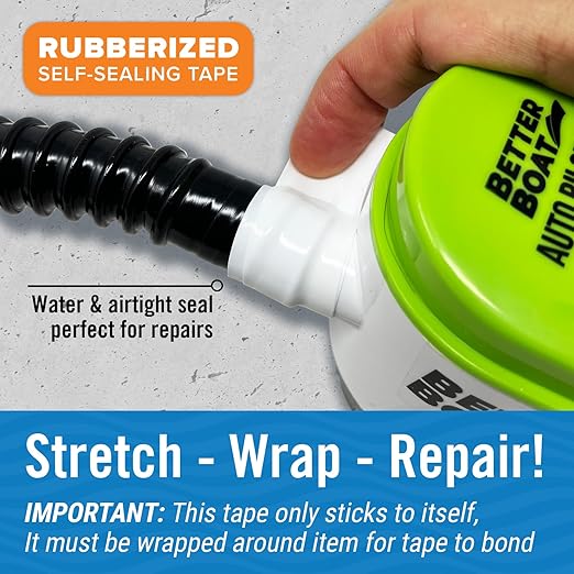Better Boat Self Fusing Silicone Tape Waterproof White, Plumbing Tape for Leaks, Hose and Pipe Repair Tape, 1 in x 15 ft