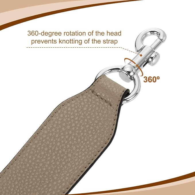 uxcell 22.83 Inch PU Leather Short Bag Strap with Clasp, Purse Handles Handbags Replacement Straps for Clutch Bag Crossbody Underarm Bags, Dark Khaki, Silver Buckle