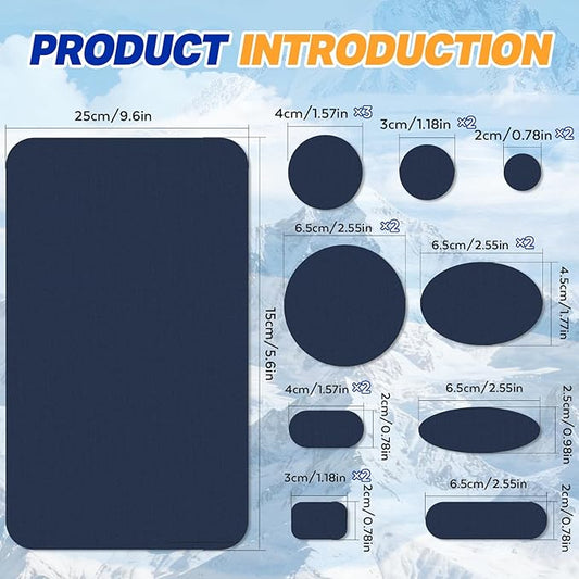 35Pcs Down Jacket Repair Patch Kit Pre-Cut Nylon Patches for Clothes Self-Adhesive Fabric Tape Waterproof Lightweight Outdoor Gear Tenacious Repair Tape for Puffer Jacket Coat Tent Backpack(Navy Blue)