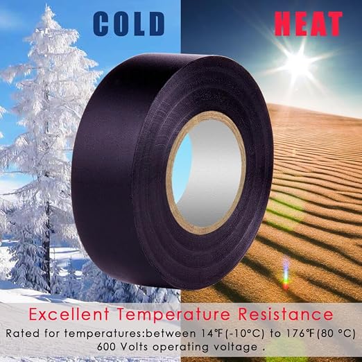LYLTECH Black Vinyl Electrical Tape 8 Rolls 7mil 3/4in x 30ft | Waterproof strong adhesive durable easy wrap insulation tape, high temperature resistant for general electric wiring use