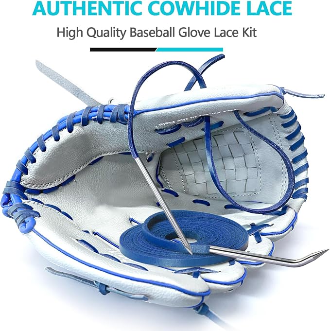 Baseball Glove Lace, Mitt Lace Repair Kit Softball 2 Leather Laces and 2 Lacing Needles for Catcher's Glove