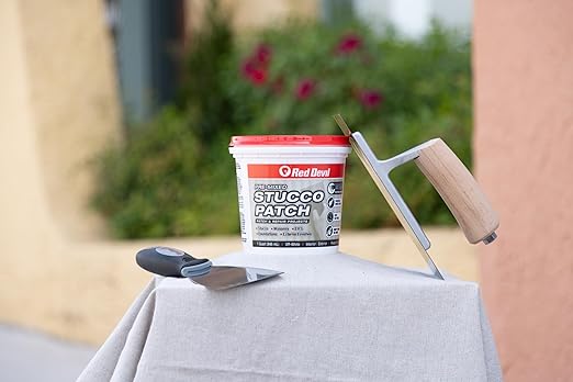 Red Devil 0450 Pre Mixed Stucco Patch, Off White, Quart, 6 Pack