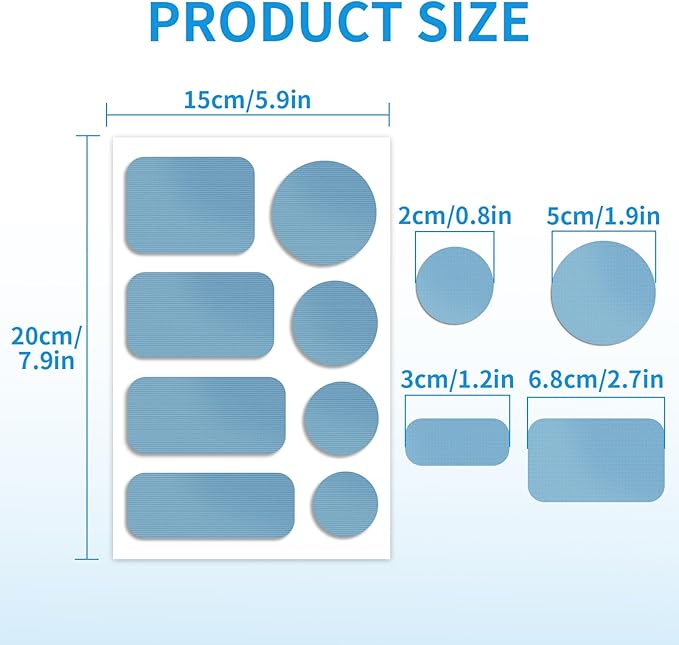 Waterproof Self-Adhesive Nylon Patches for Tent Repair Kit, 24pcs Outdoor Gear Tenacious Repair Tape, Fabric Patches for Clothes, Down Puffer Jacket, Tent, Sleeping Bag, Backpack, Sky Blue