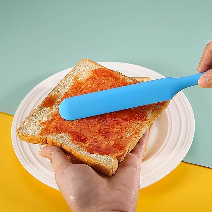 【5 Pack】Silicone Jar Spatula, Long Handle Jar Scraper Spurtle, Sourdough Spatula, Non-Stick Heat Resistant Cake Cream Spatulas Set, Small Spatulas for Kitchen Use