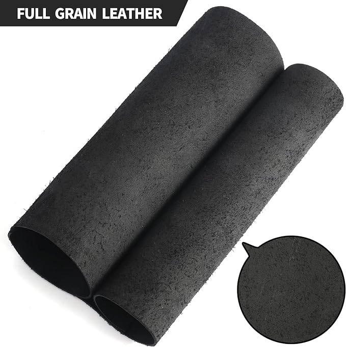 RingSun Genuine Leather Sheets for Leather Craft (2mm), Full Grain Leather for Tooling Craft Sewing(12''X24'', Black)