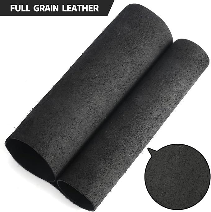 RingSun Genuine Leather Sheets for Craft (2mm), Full Grain Leather for Tooling Craft Sewing(6''X12'', Black)