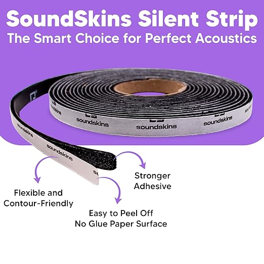 Soundskins Silent Insulation Strip Sound Deadening Closed Cell Acoustic Foam Tape SSK-Strip Rubber Closed Cell Foam, 1 Roll (3/8" Wide)