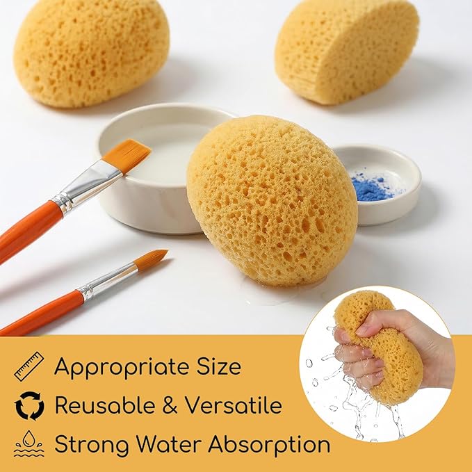 Molain 4 PCS Knockdown Texture Sponge, Orange Peel Texture Sponges for Patch Repair Ceiling Drywall Wall Knockdown Texture Tool Clay sponges for Pottery Cleaning
