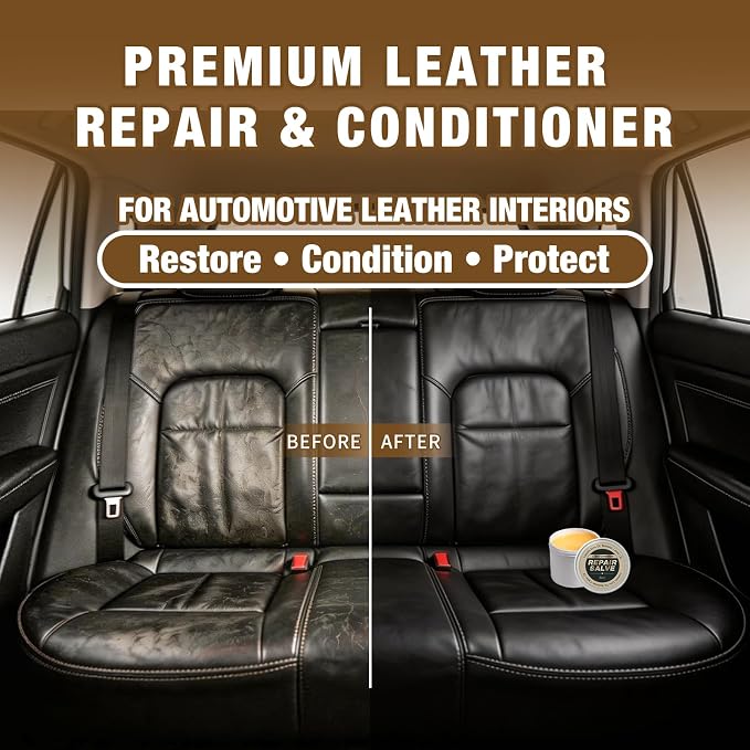 Leather Conditioner & Repair Cream: Leather Cleaner and Conditioner for Car Seats and Interiors - Repair Conditioning Salve for Furniture Couches Shoes Purse Bags(8 Oz)