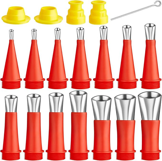 19 Pcs Caulking Finisher Kit Include 14 Pcs Reusable Stainless Steel Caulking Nozzle Applicators with 4 Connection Bases Replacement and 1 Glue Needle for Bathroom Kitchen Doors Windows Sink Joint