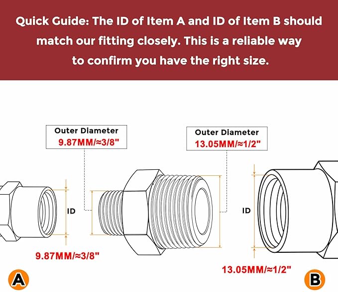 Pack of 5, 1/4" MNPT To 1/8" MNPT Solid Brass Hex Nipple Hose Connectors W/Sealing Tapes, Male Pipe Adapter for Pipe Leak Repair, Bathroom Remodeling, Tool Extension, Compression